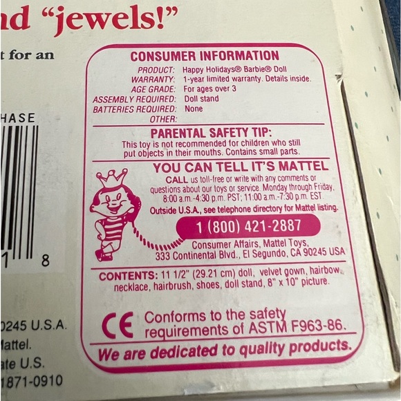 1991 Special Edition “Happy Holidays” Barbie Doll Doll Stand / Picture NRFB - Picture 6 of 8